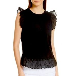 Kate Spade New York Black Pom Pom Trim Tee